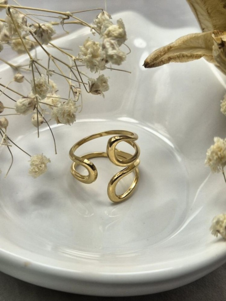 Кольцо медицинская сталь с напылением золотом J11103CJJ