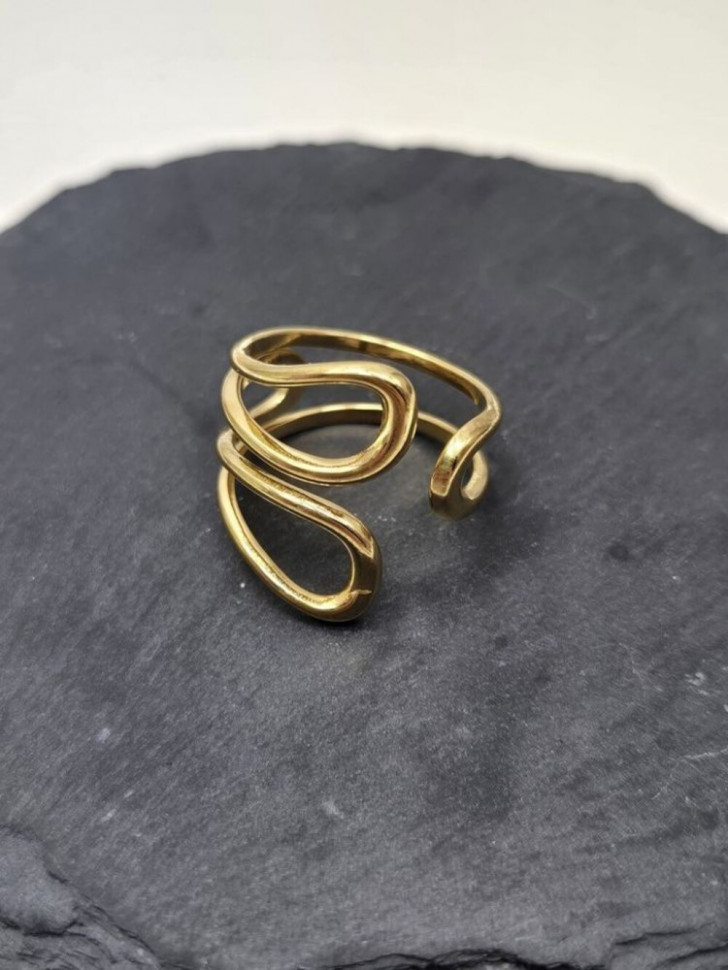 Кольцо медицинская сталь с напылением золотом J11103CJJ