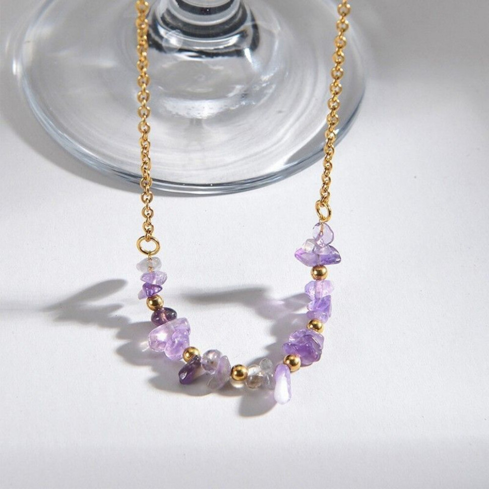 Золотистая цепочка с фиолетовыми камнями CJH86159