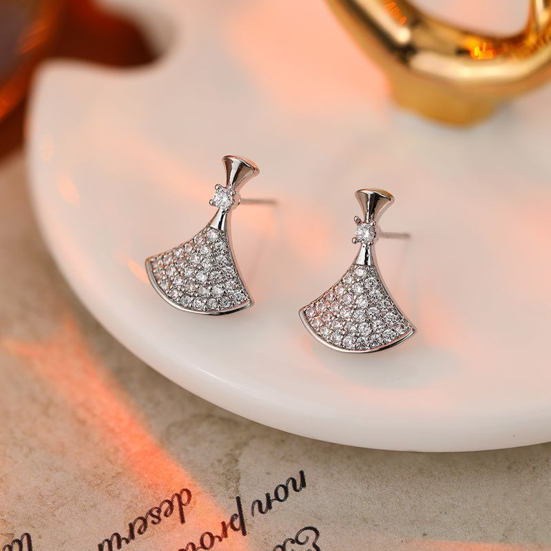 Серьги-гвоздики вееры со стразами 1J11969CJJ