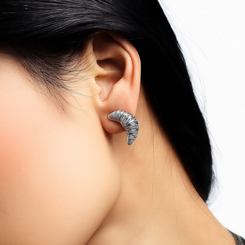 Серьги гвоздики медь напыление платиной круассаны 1J12116CJJ