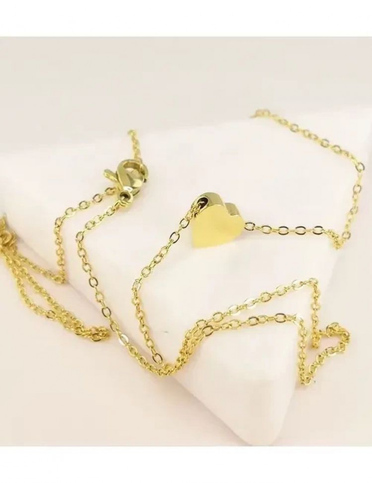 Стальная цепочка с напылением золотом кулон сердце J10092CJJ Стальная цепочка с напылением золотом кулон сердце J10092CJJ