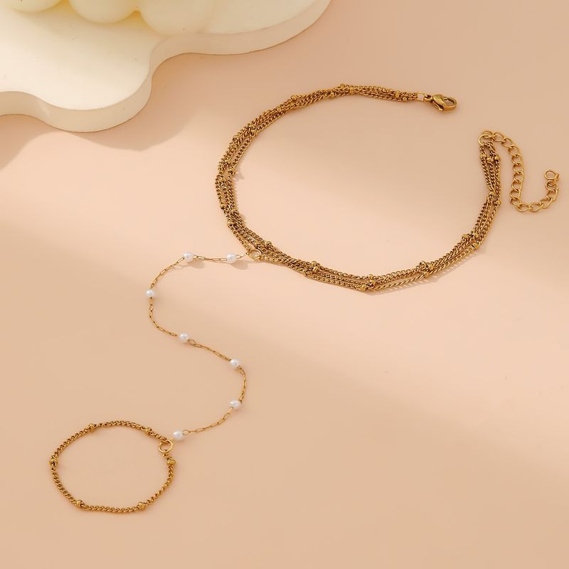 Браслет слейв золотое сияние в двух ярусах CJL24344