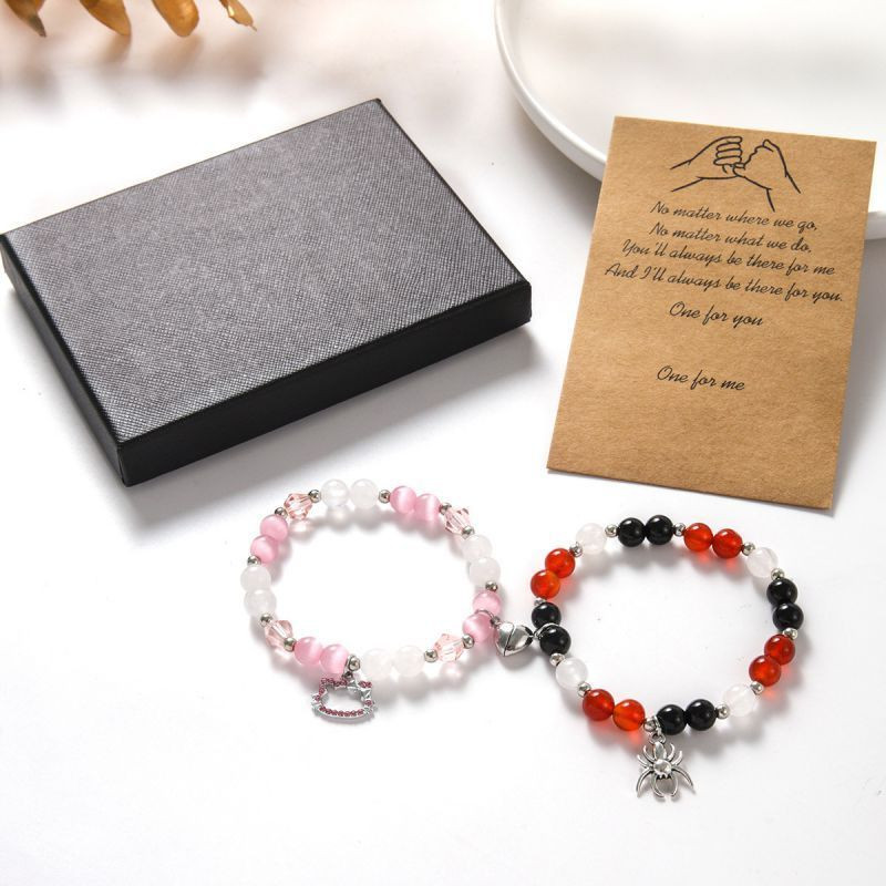 Парные браслеты амулет удачи с пауком и паутиной