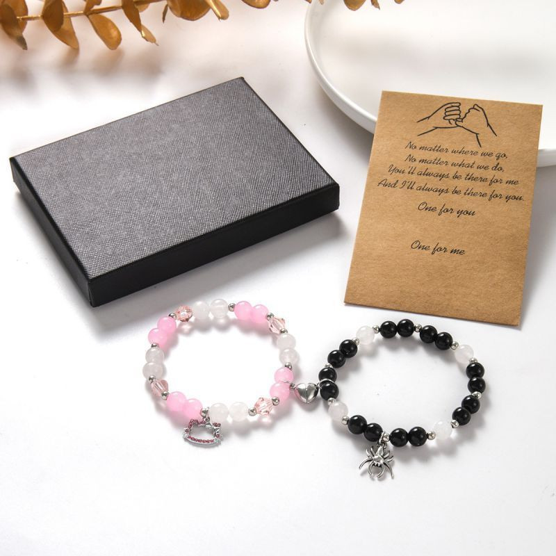 Парные браслеты амулет удачи с пауком и паутиной