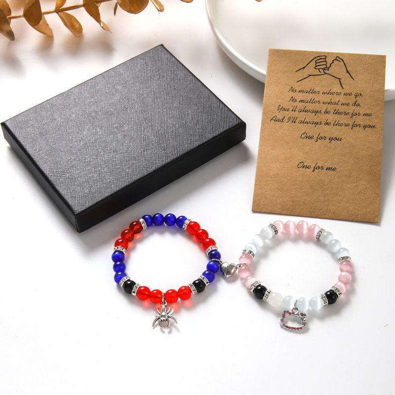 Парные браслеты амулет удачи с пауком и паутиной