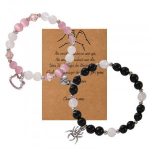 Парные браслеты амулет удачи с пауком и паутиной