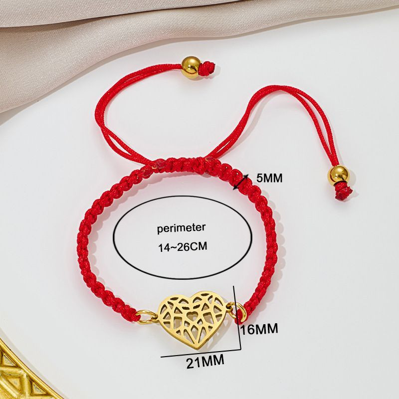 Браслет плетеная нить с ажурным серебристым сердцем CJQ92914