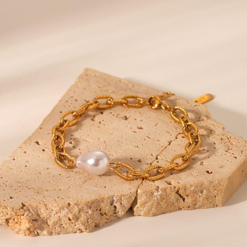 Браслет многослойный с жемчугом и плетением ролло CJL78681