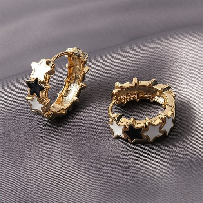 Серьги-конго «Звездная эмаль» R71006MSK Серьги-конго «Звездная эмаль» R71006MSK