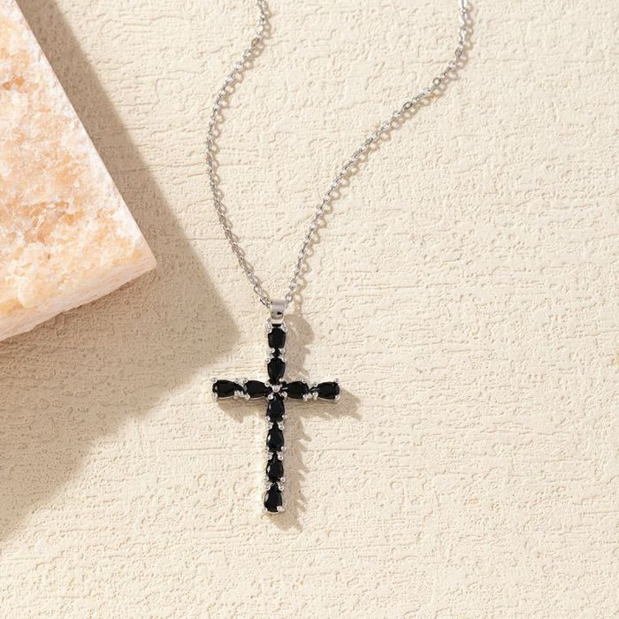 Золотистая Цепочка с крестом и цветными камнями CJM35799