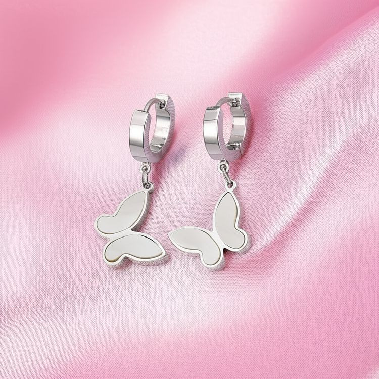 Серьги-кольца со стальными бабочками 1J11181CJJ Серьги-кольца со стальными бабочками 1J11181CJJ