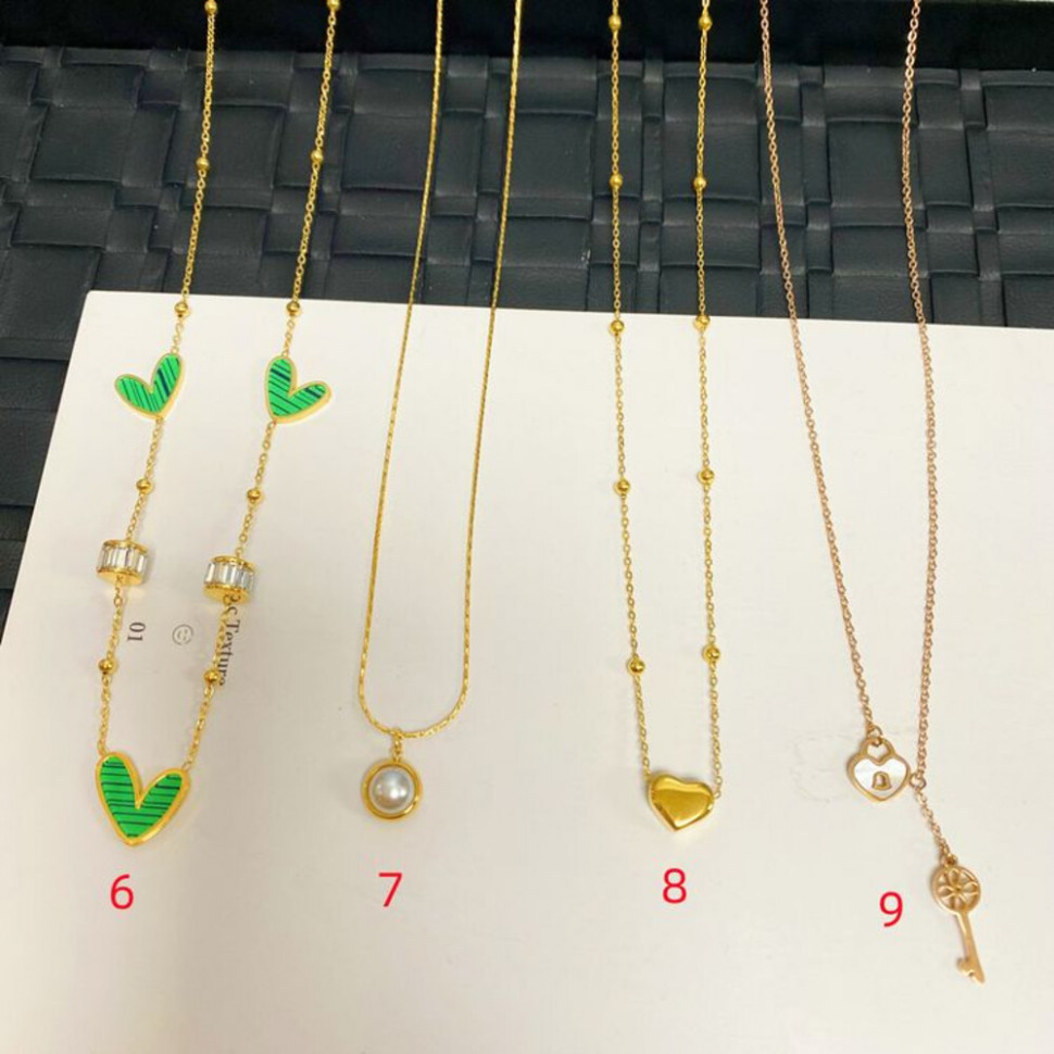 Цепочка из стали с напылением золотом и кулоном сердце J11458CJJ