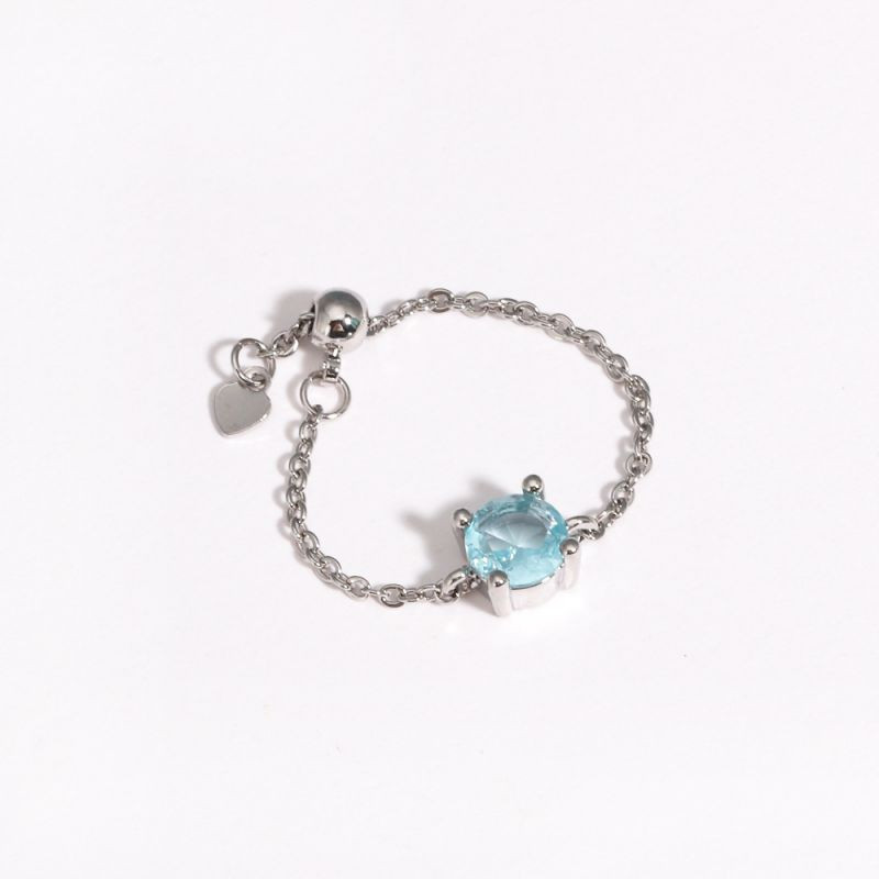 Кольцо-цепочка с круглым цветным кристаллом CJR61100