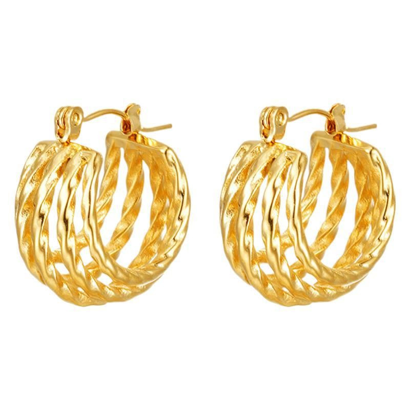 Серьги-кольца многослойные литые CJL23878