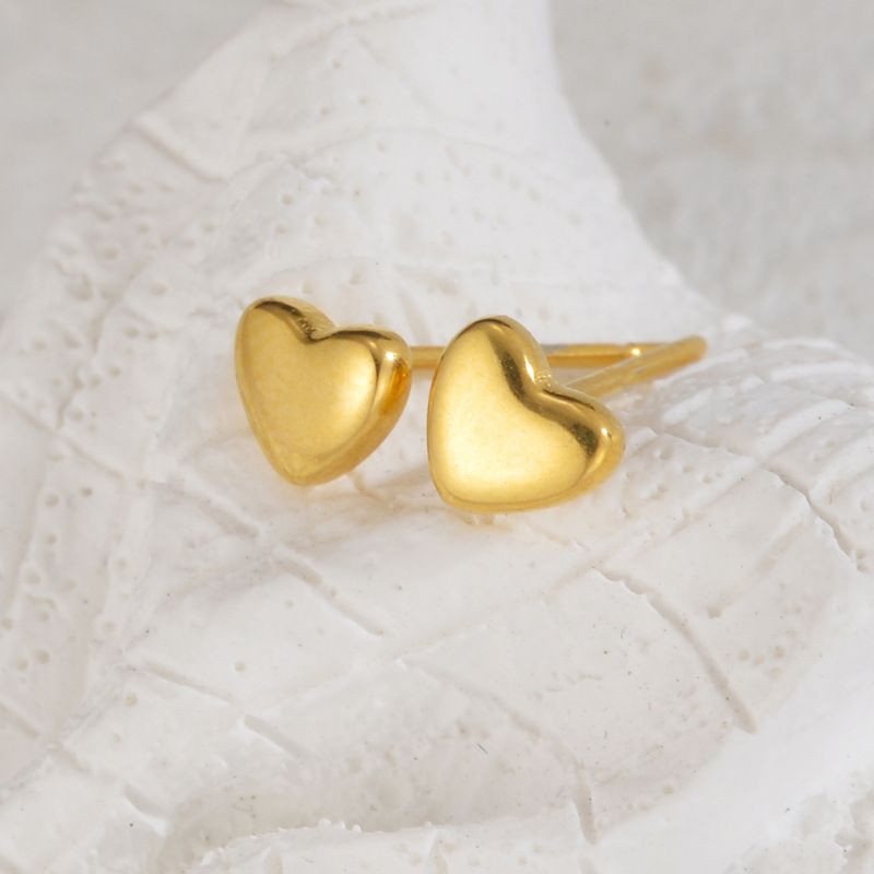 Серьги-пусеты Сердца объемные глянцевые CJL35165