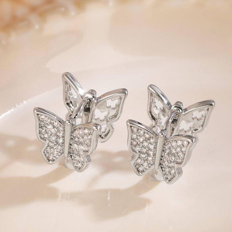 Серьги-бабочки с сияющими крыльями CJL20458