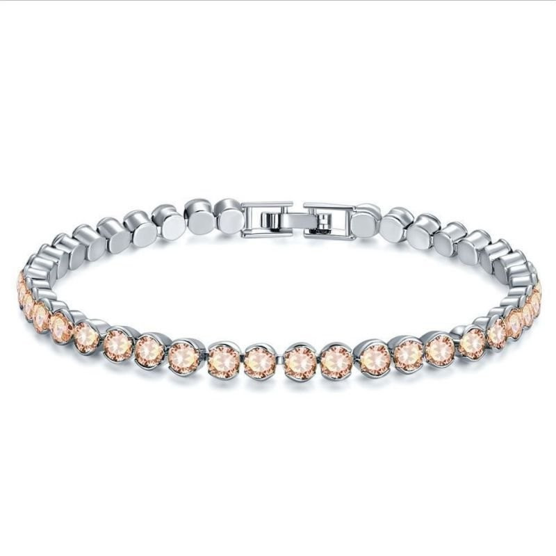 Браслет из нежно-розовых кристаллов в серебристой оправе N96923