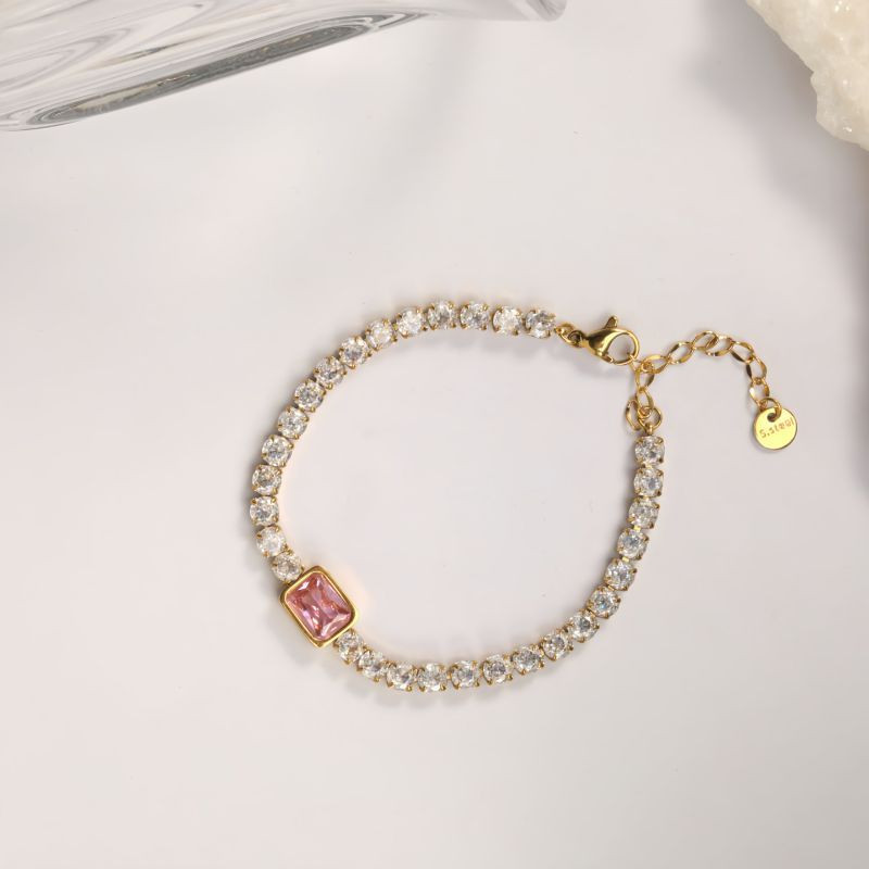 Браслет-цепочка с прямоугольным кристаллом в центре CJP80263 Браслет-цепочка с прямоугольным кристаллом в центре CJP80263