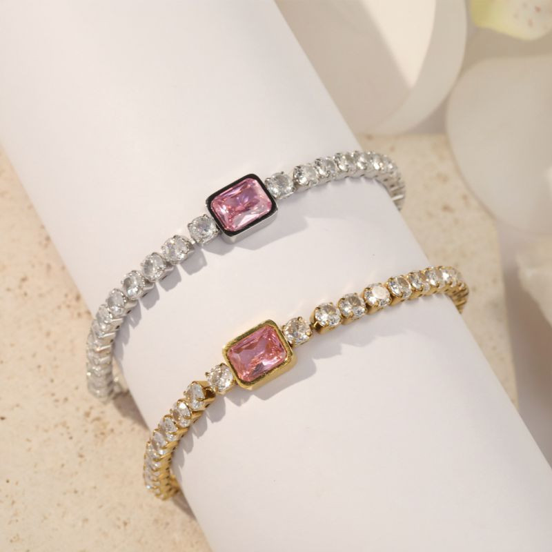 Браслет-цепочка с прямоугольным кристаллом в центре CJP80263 Браслет-цепочка с прямоугольным кристаллом в центре CJP80263