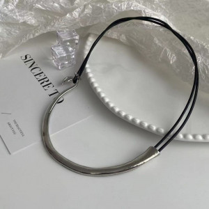 Двойной минималистичный чокер из темного металла CJJ05619