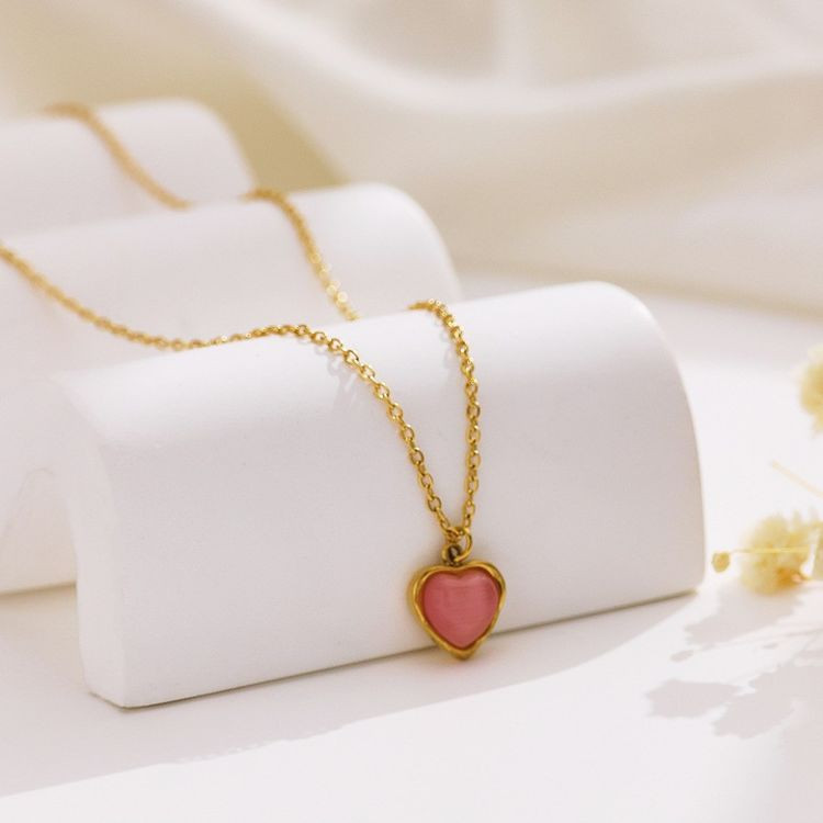 Изящная цепочка с кулоном в форме розового сердца J10093CJJ Изящная цепочка с кулоном в форме розового сердца J10093CJJ