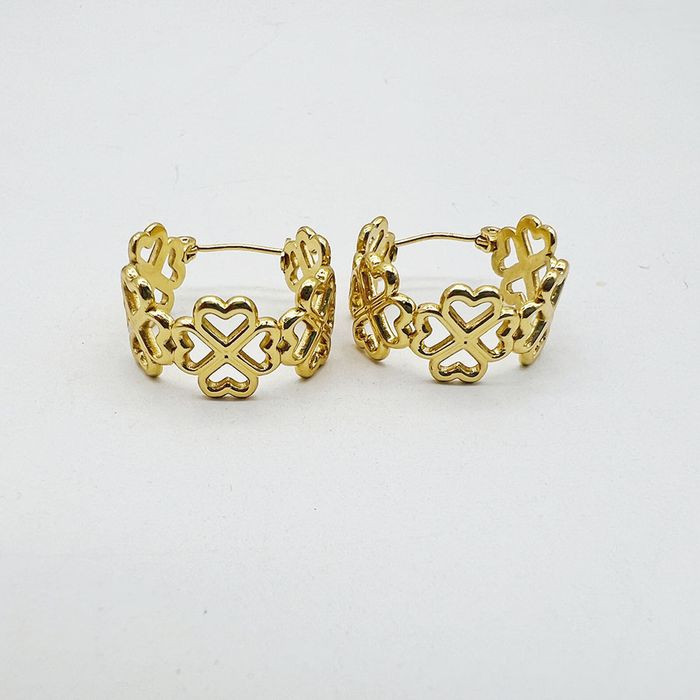 Широкие ажурные серьги-кольца из соединенных цветов клевера J10291CJJ