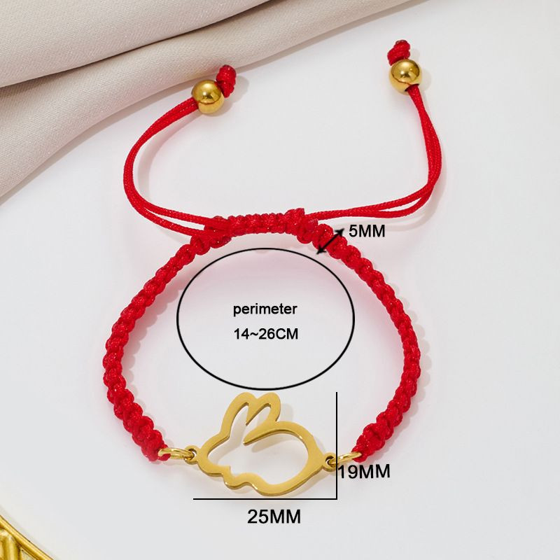 Браслет плетеная нить с серебристым зайцем CJQ65934