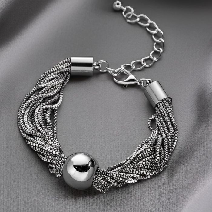 Фактурный браслет-жгут с центральным металлическим шаром 1J11770CJJ