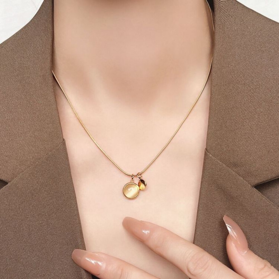 Колье медицинская сталь с напылением золотом J10914CJJ