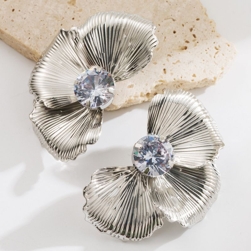 Роскошные серьги-пусеты сияющие соцветия CJN42985