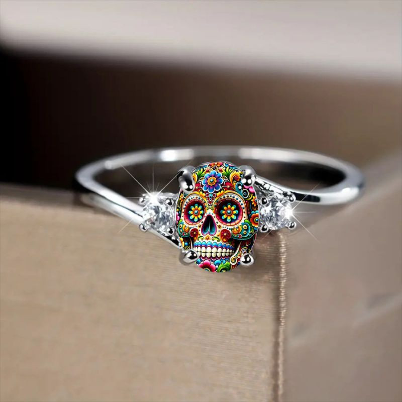 Серебряное готическое кольцо с черепом ASUZ49542