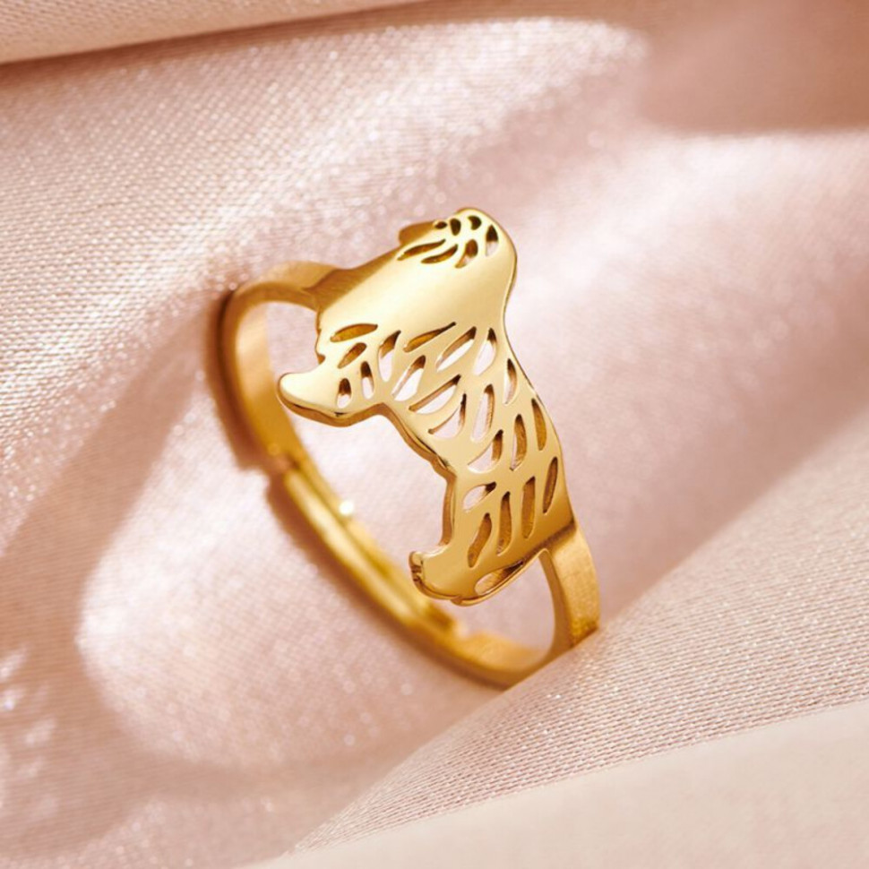 Серебристое кольцо льва из нержавеющей стали CJH89560