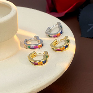 Серьги-конго с разноцветной дорожкой CJL32510 Серьги-конго с разноцветной дорожкой CJL32510