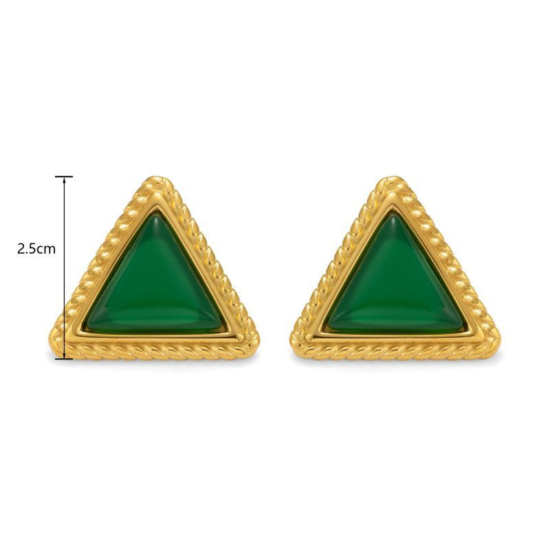 Серьги-пусеты Капли с зеленой эмалью CJP42833