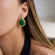 Серьги-пусеты Капли с зеленой эмалью CJP42833