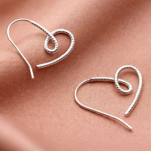 Серьги сердце медь напыление платиной 1J12490CJJ
