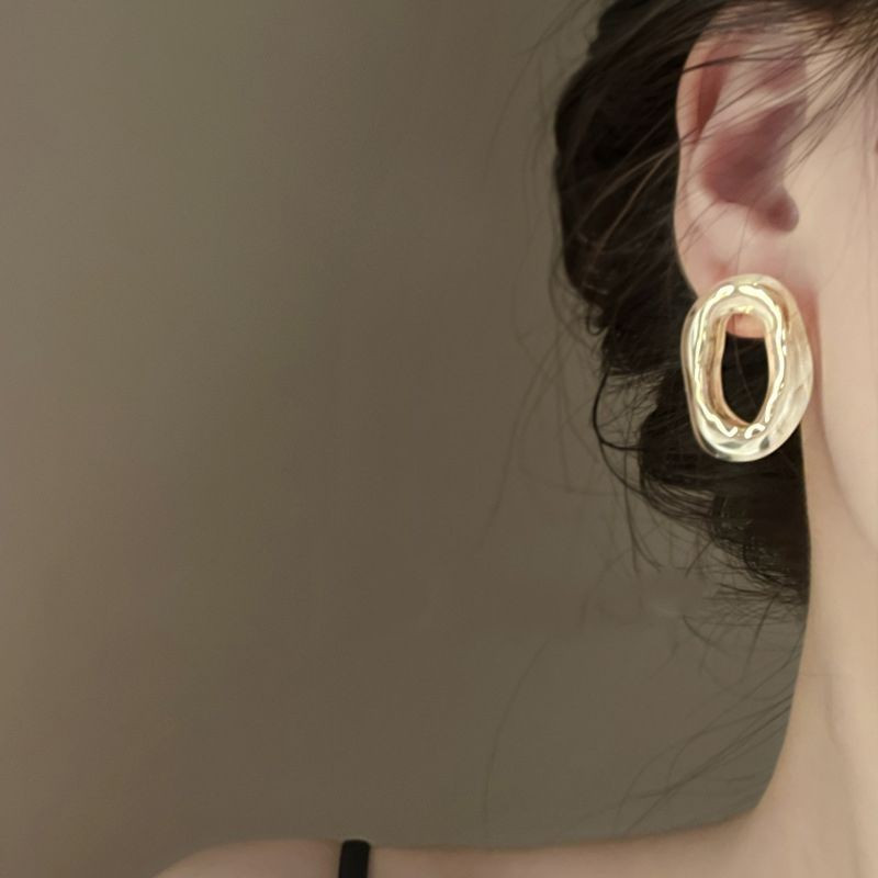 Трендовые серьги-пусеты Двойные овалы с бирюзовым акцентом CJG59317