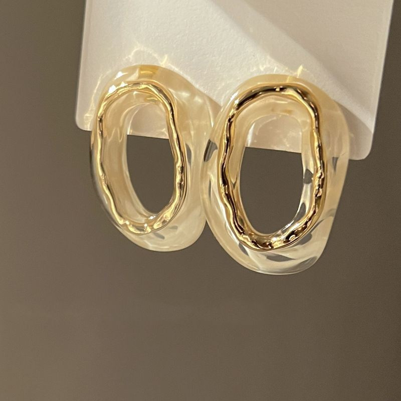 Трендовые серьги-пусеты Двойные овалы с бирюзовым акцентом CJG59317