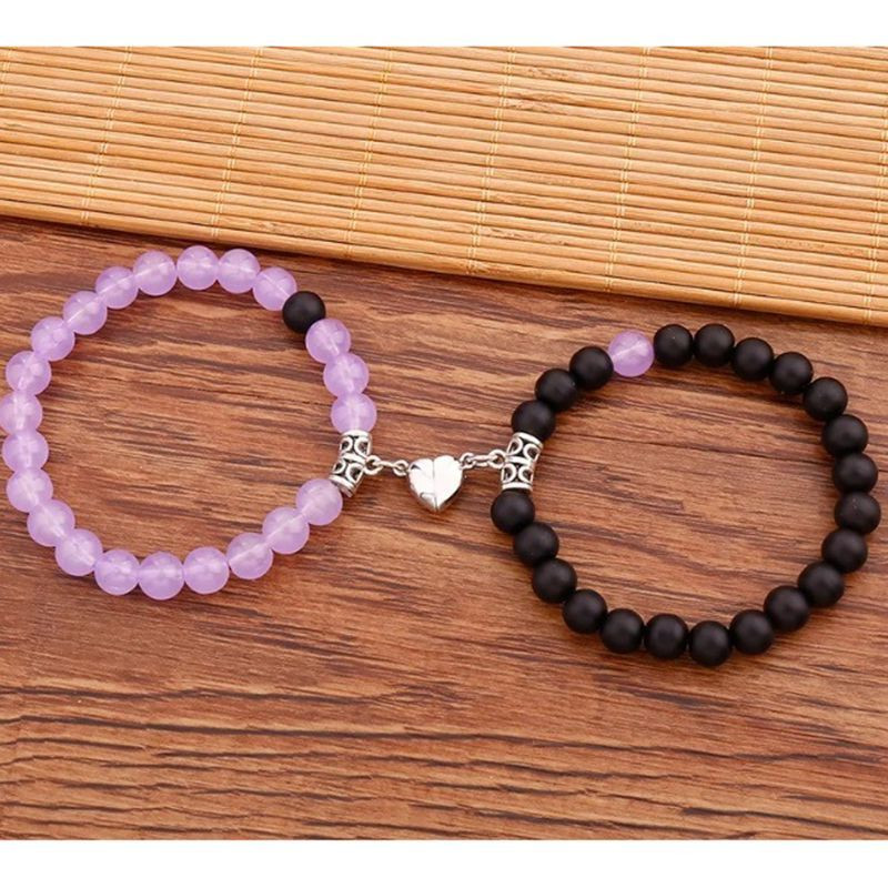 Парные браслеты мистический агат с магнитным притяжением