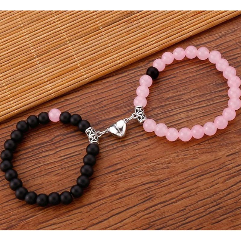 Парные браслеты мистический агат с магнитным притяжением