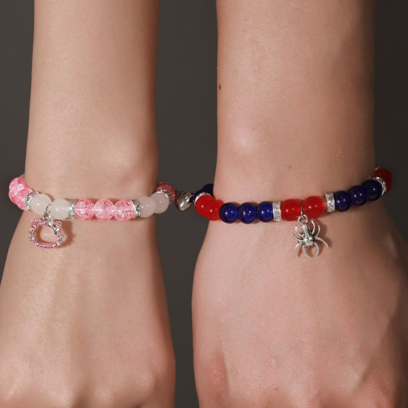 Парные браслеты мистический агат с магнитным притяжением