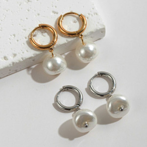 Серьги-кольца со съемной жемчужной подвеской CJL74416