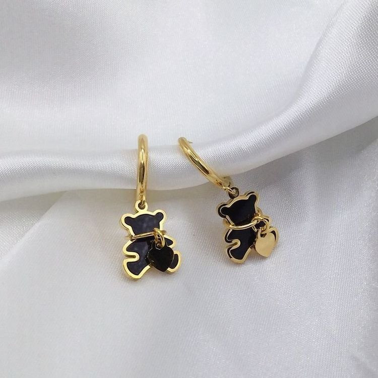 Серьги-кольца с медвежатами и перламутром 1J11217CJJ