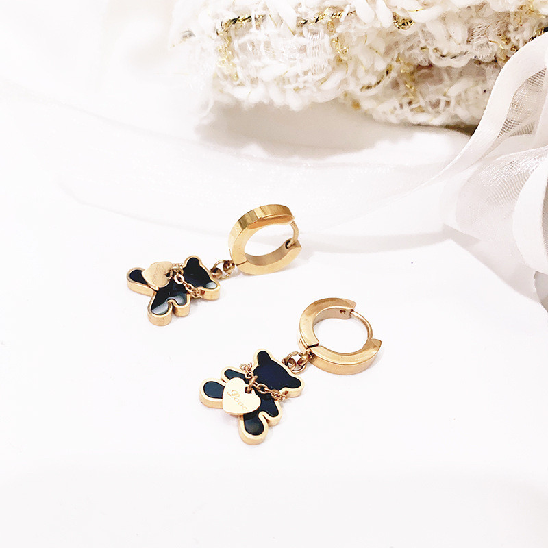 Серьги-кольца с медвежатами и перламутром 1J11217CJJ