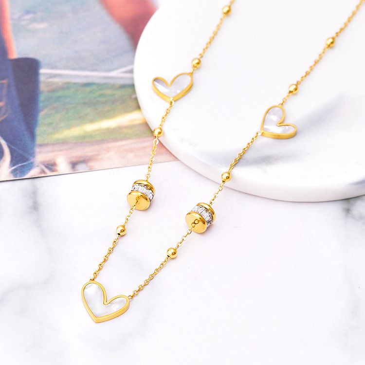 Цепочка из стали с напылением золотом и кулоном сердце J11460CJJ