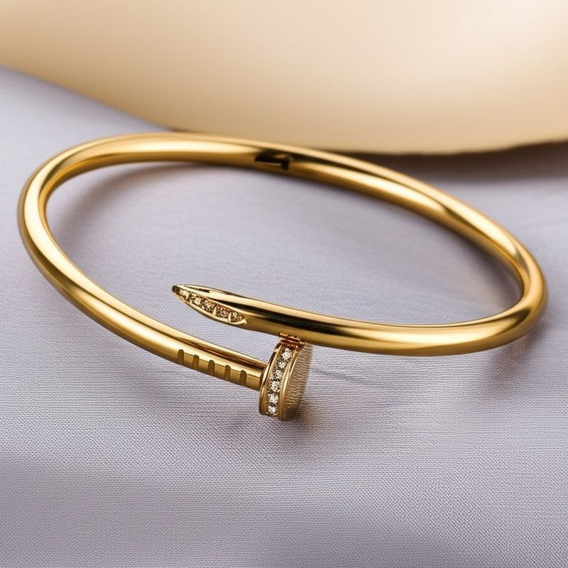 Браслет жесткий гвоздь классический золотистый 1J12043CJJ