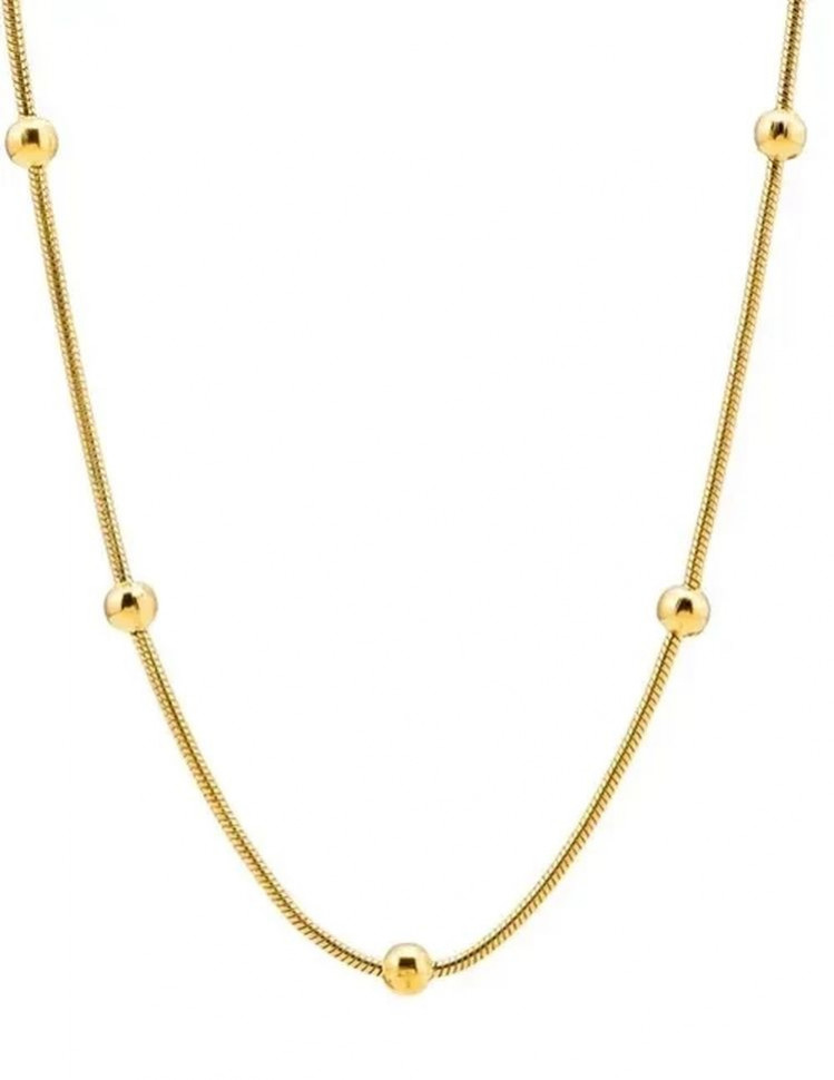 Золотистая цепочка с декоративными шариками-бусинами по всей длине J10095CJJ