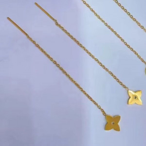 Золотистые серьги-протяжки Клевер CJH32668