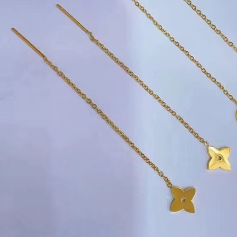 Золотистые серьги-протяжки Клевер CJH32668